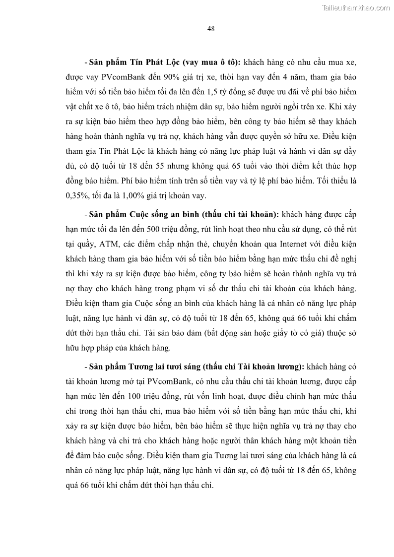 Luận văn thạc sĩ tài chính ngân hàng Phát triển hoạt động liên kết bảo hiểm - ngân hàng Bancassurance tại Ngân hàng TMCP Đại chúng Việt Nam - 6 Trang 61