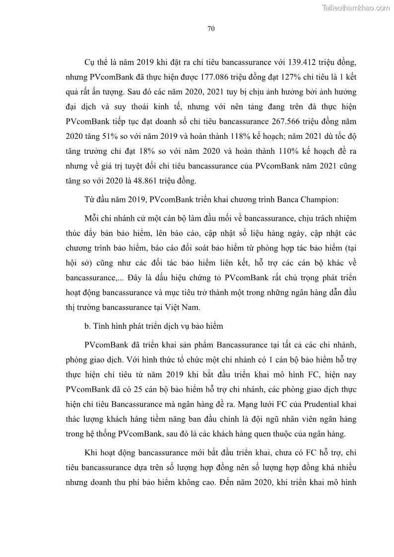 Luận văn thạc sĩ tài chính ngân hàng Phát triển hoạt động liên kết bảo hiểm - ngân hàng Bancassurance tại Ngân hàng TMCP Đại chúng Việt Nam - 7 Trang 83
