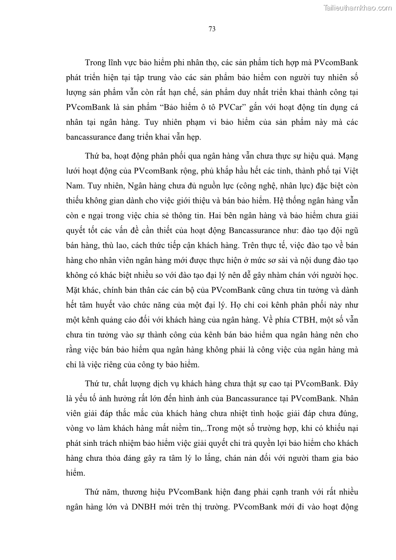 Luận văn thạc sĩ tài chính ngân hàng Phát triển hoạt động liên kết bảo hiểm - ngân hàng Bancassurance tại Ngân hàng TMCP Đại chúng Việt Nam - 8 Trang 86