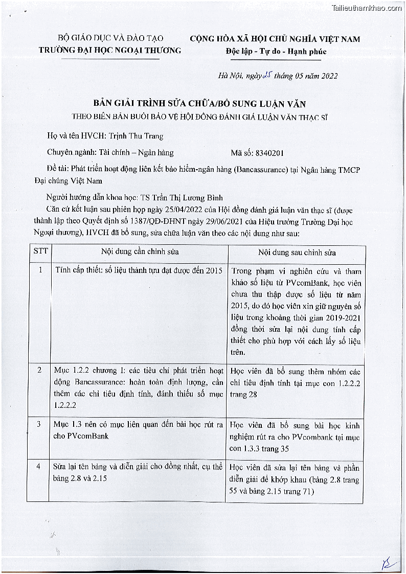 Luận văn thạc sĩ tài chính ngân hàng Phát triển hoạt động liên kết bảo hiểm - ngân hàng Bancassurance tại Ngân hàng TMCP Đại chúng Việt Nam - 9 Trang 104