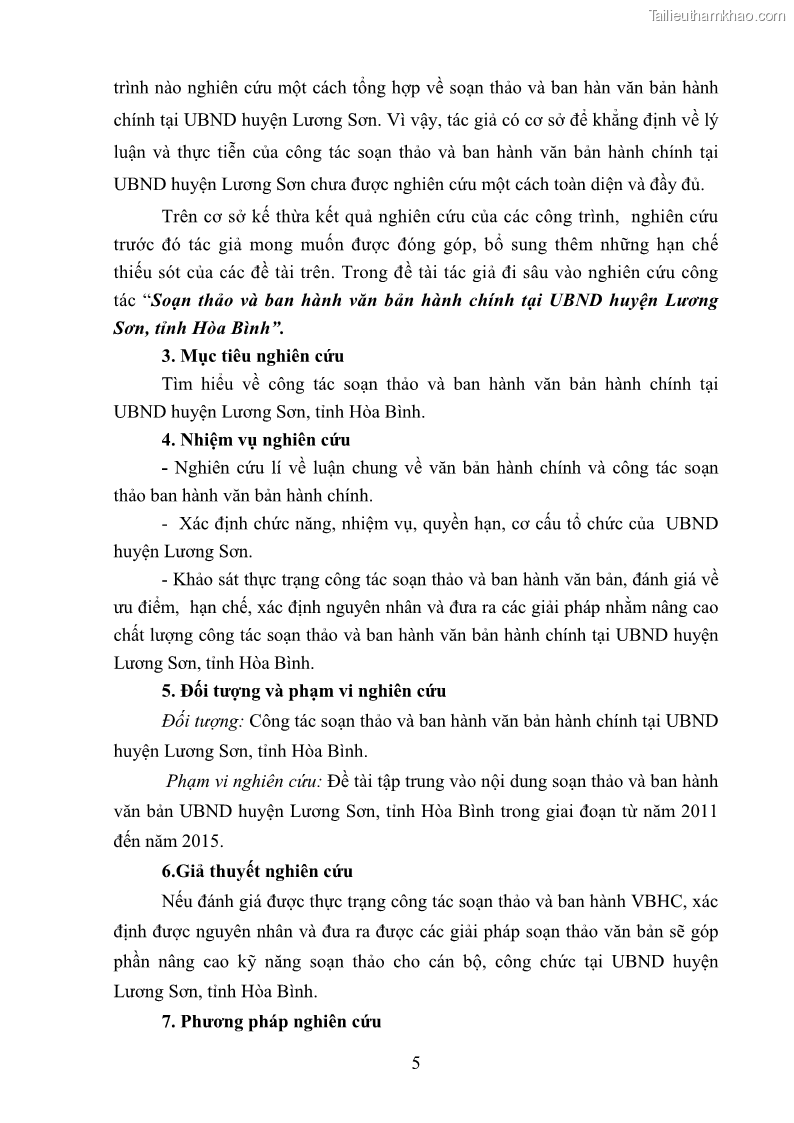 Khóa luận tốt nghiệp Soạn thảo và ban hành văn bản hành chính tại UBND huyện Lương Sơn, tỉnh Hòa Bình - 1 Trang 11