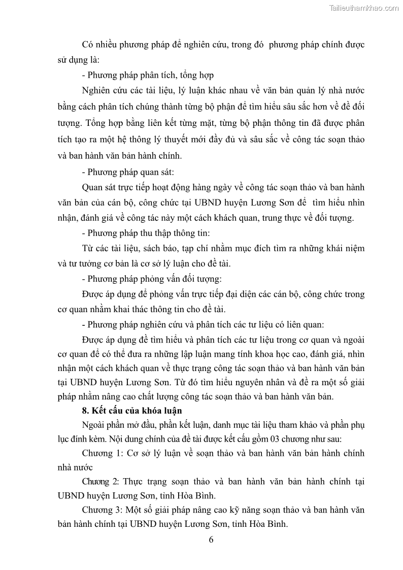 Khóa luận tốt nghiệp Soạn thảo và ban hành văn bản hành chính tại UBND huyện Lương Sơn, tỉnh Hòa Bình - 1 Trang 12