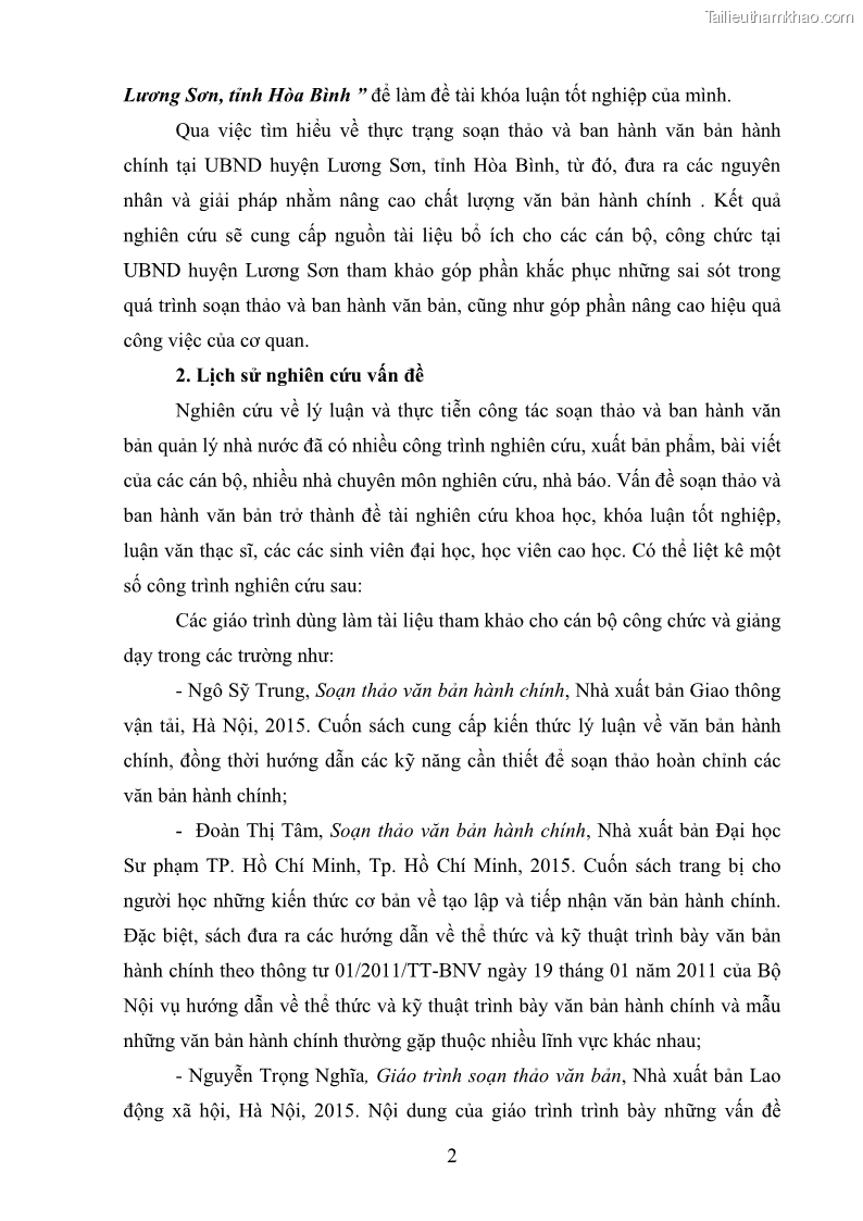 Khóa luận tốt nghiệp Soạn thảo và ban hành văn bản hành chính tại UBND huyện Lương Sơn, tỉnh Hòa Bình - 1 Trang 8