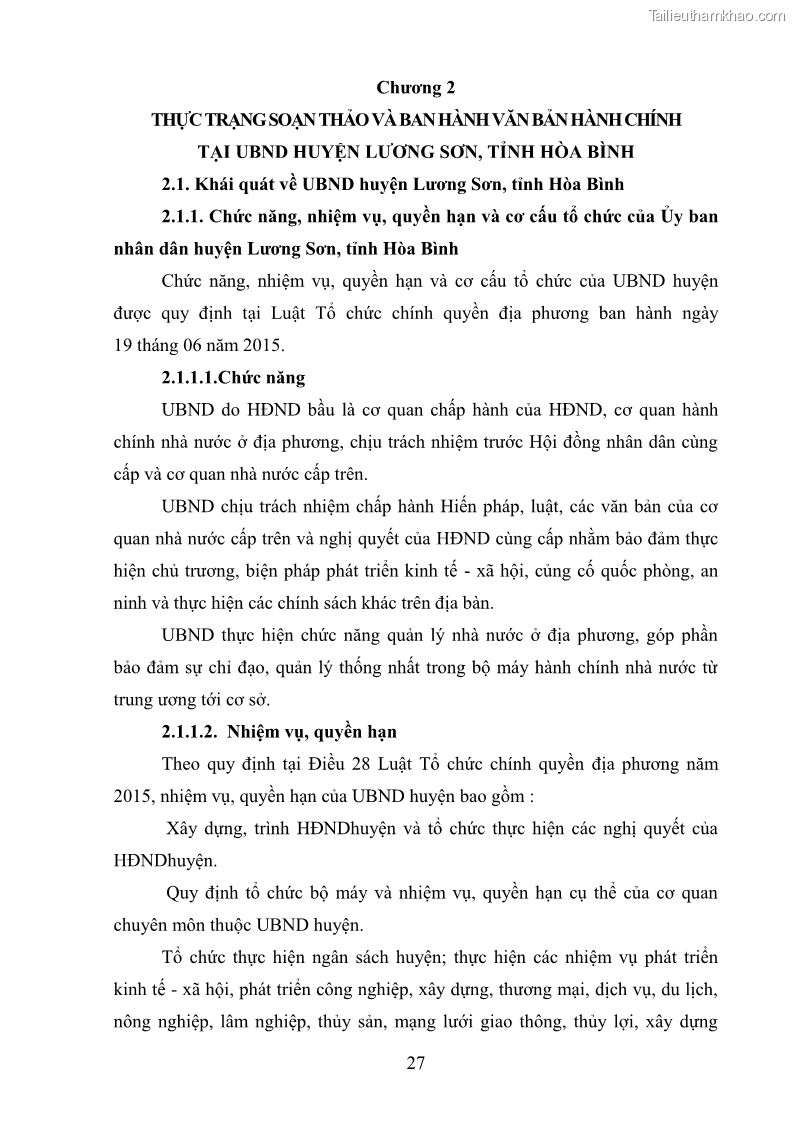 Khóa luận tốt nghiệp Soạn thảo và ban hành văn bản hành chính tại UBND huyện Lương Sơn, tỉnh Hòa Bình - 3 Trang 33