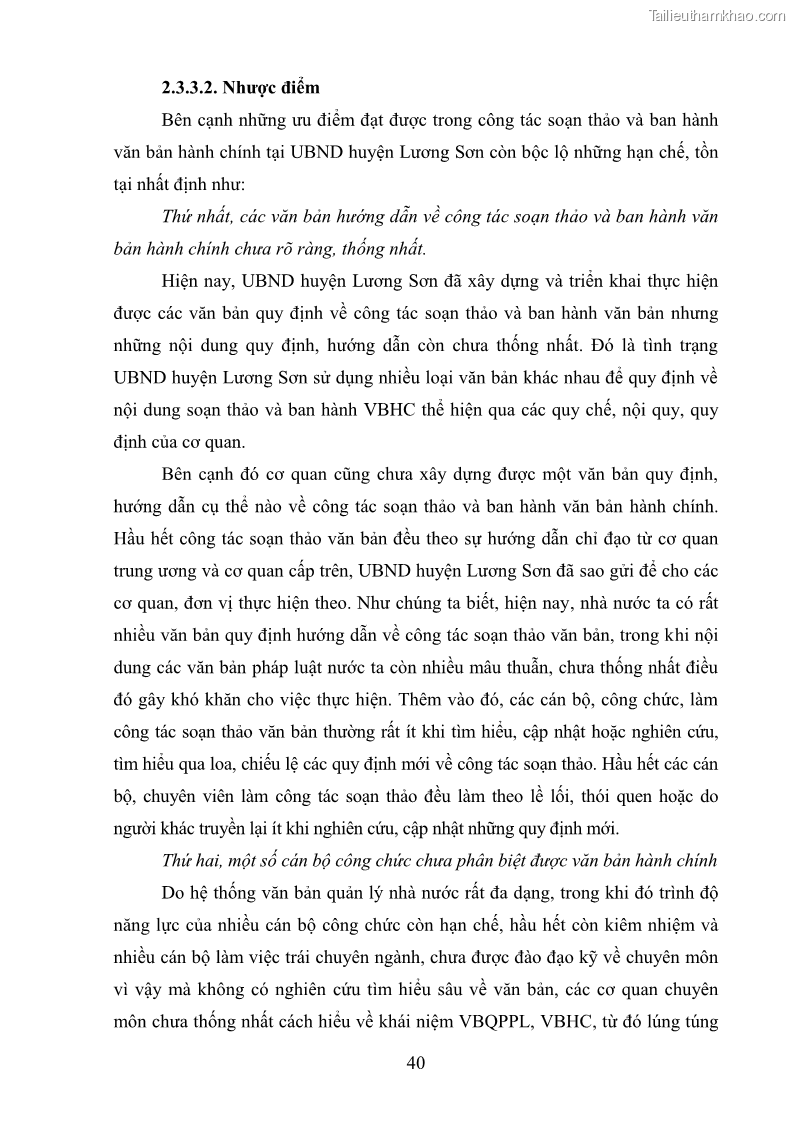 Khóa luận tốt nghiệp Soạn thảo và ban hành văn bản hành chính tại UBND huyện Lương Sơn, tỉnh Hòa Bình - 4 Trang 46