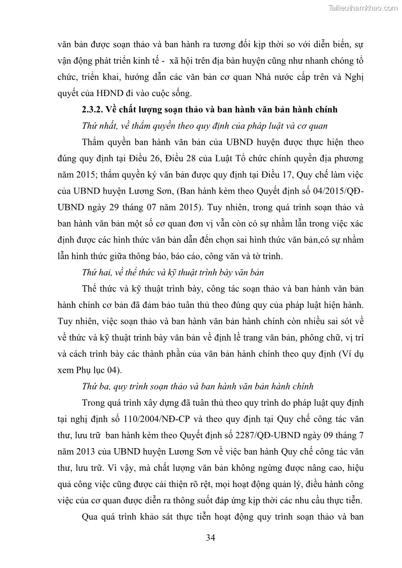 Khóa luận tốt nghiệp Soạn thảo và ban hành văn bản hành chính tại UBND huyện Lương Sơn, tỉnh Hòa Bình - 4 Trang 40