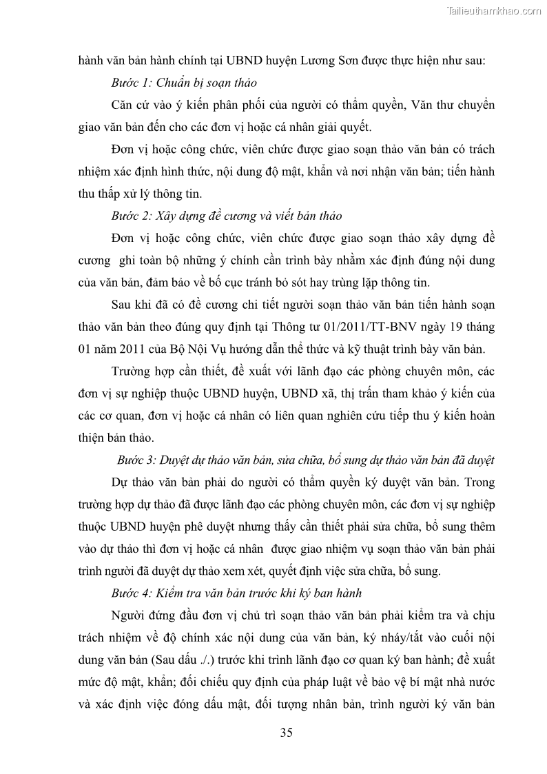 Khóa luận tốt nghiệp Soạn thảo và ban hành văn bản hành chính tại UBND huyện Lương Sơn, tỉnh Hòa Bình - 4 Trang 41