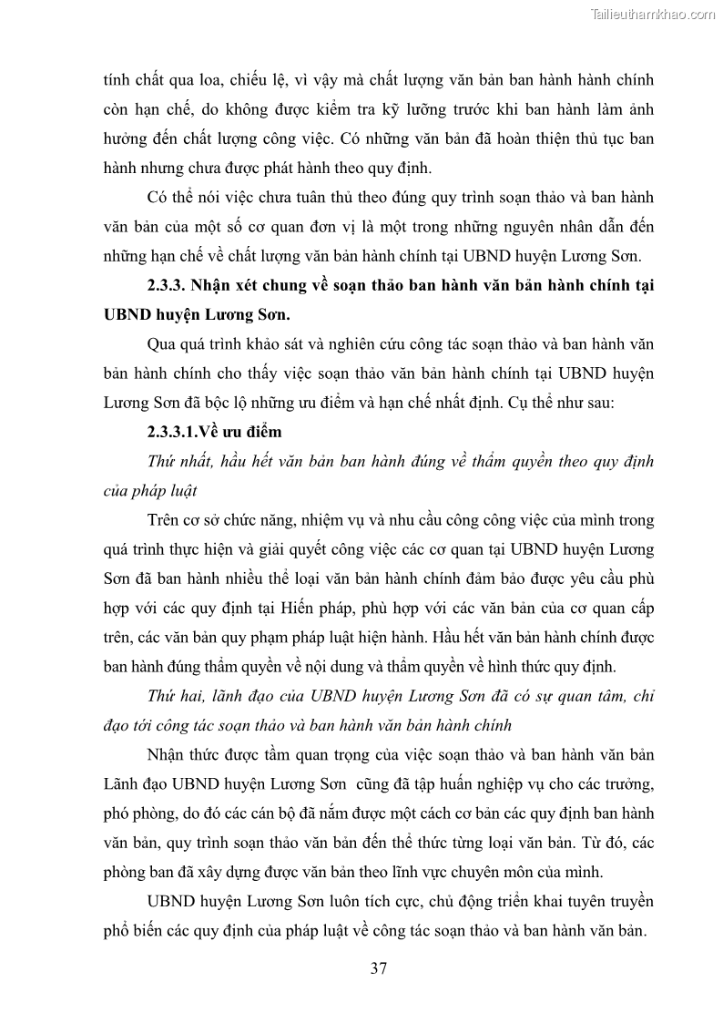 Khóa luận tốt nghiệp Soạn thảo và ban hành văn bản hành chính tại UBND huyện Lương Sơn, tỉnh Hòa Bình - 4 Trang 43