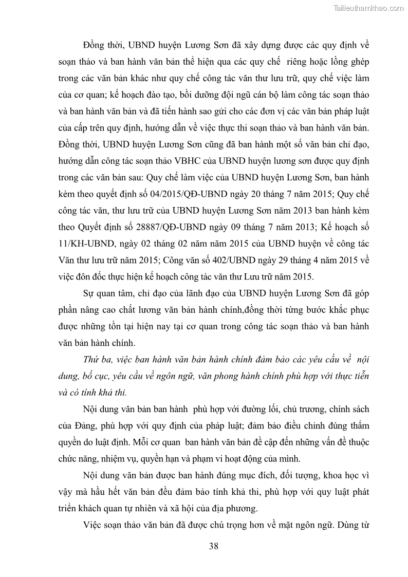 Khóa luận tốt nghiệp Soạn thảo và ban hành văn bản hành chính tại UBND huyện Lương Sơn, tỉnh Hòa Bình - 4 Trang 44