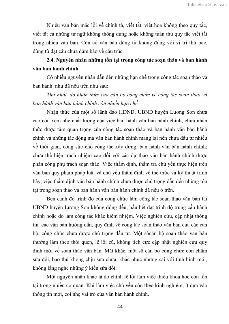 Khóa luận tốt nghiệp Soạn thảo và ban hành văn bản hành chính tại UBND huyện Lương Sơn, tỉnh Hòa Bình - 5 Trang 50