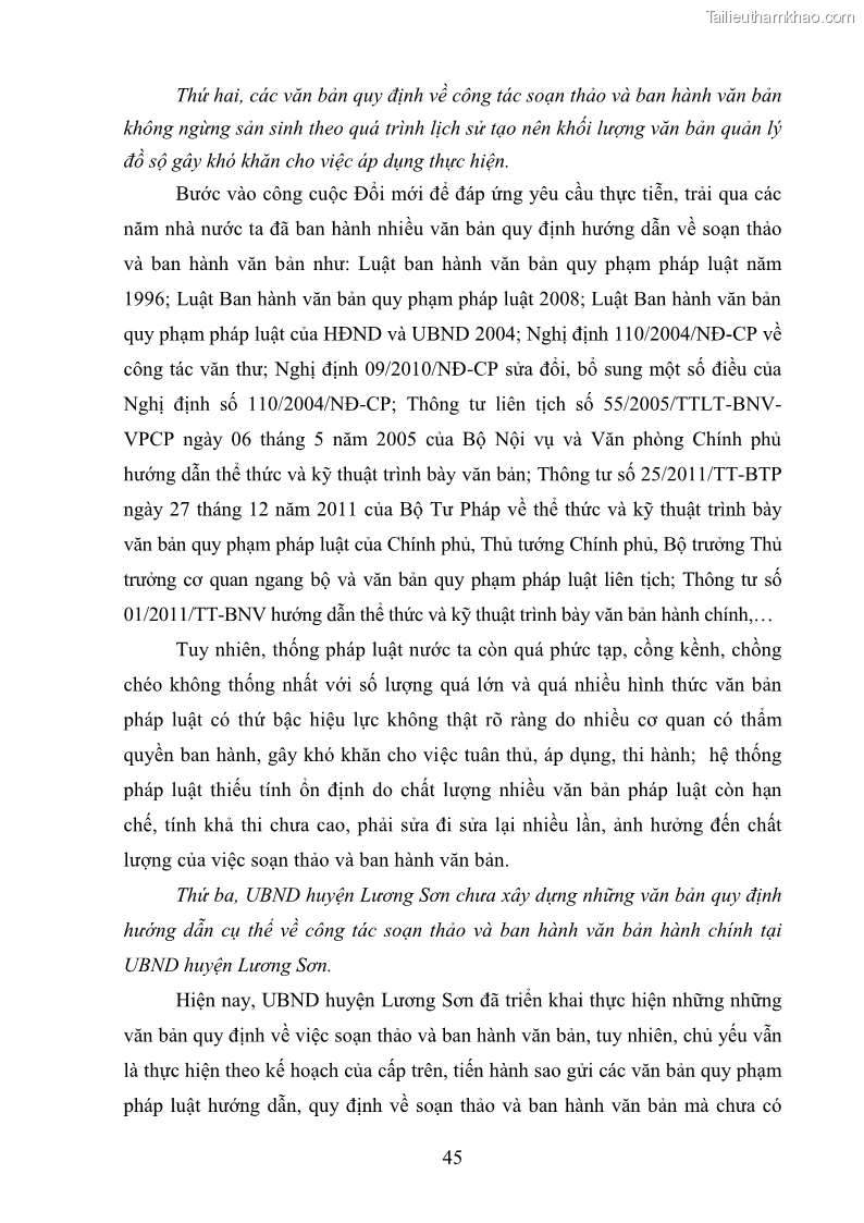 Khóa luận tốt nghiệp Soạn thảo và ban hành văn bản hành chính tại UBND huyện Lương Sơn, tỉnh Hòa Bình - 5 Trang 51