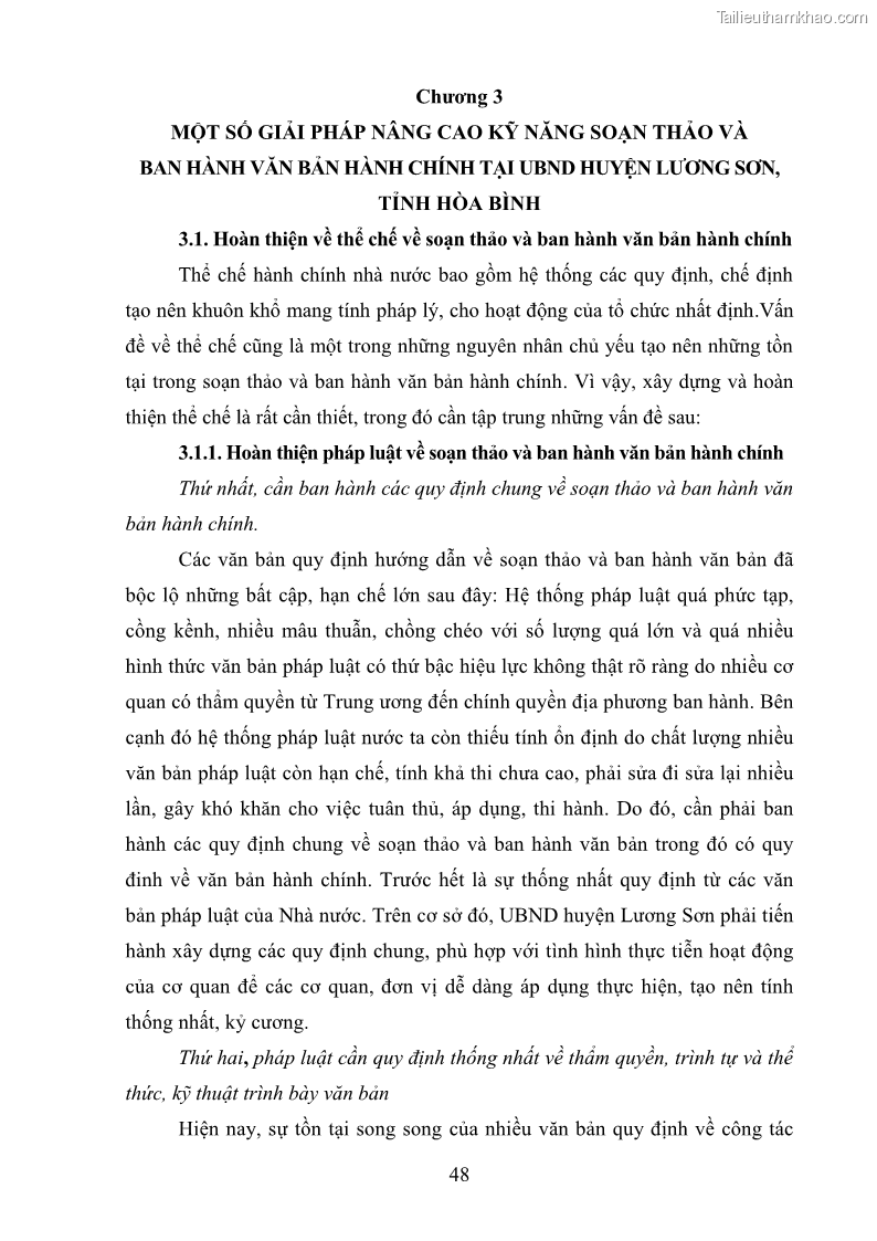 Khóa luận tốt nghiệp Soạn thảo và ban hành văn bản hành chính tại UBND huyện Lương Sơn, tỉnh Hòa Bình - 5 Trang 54