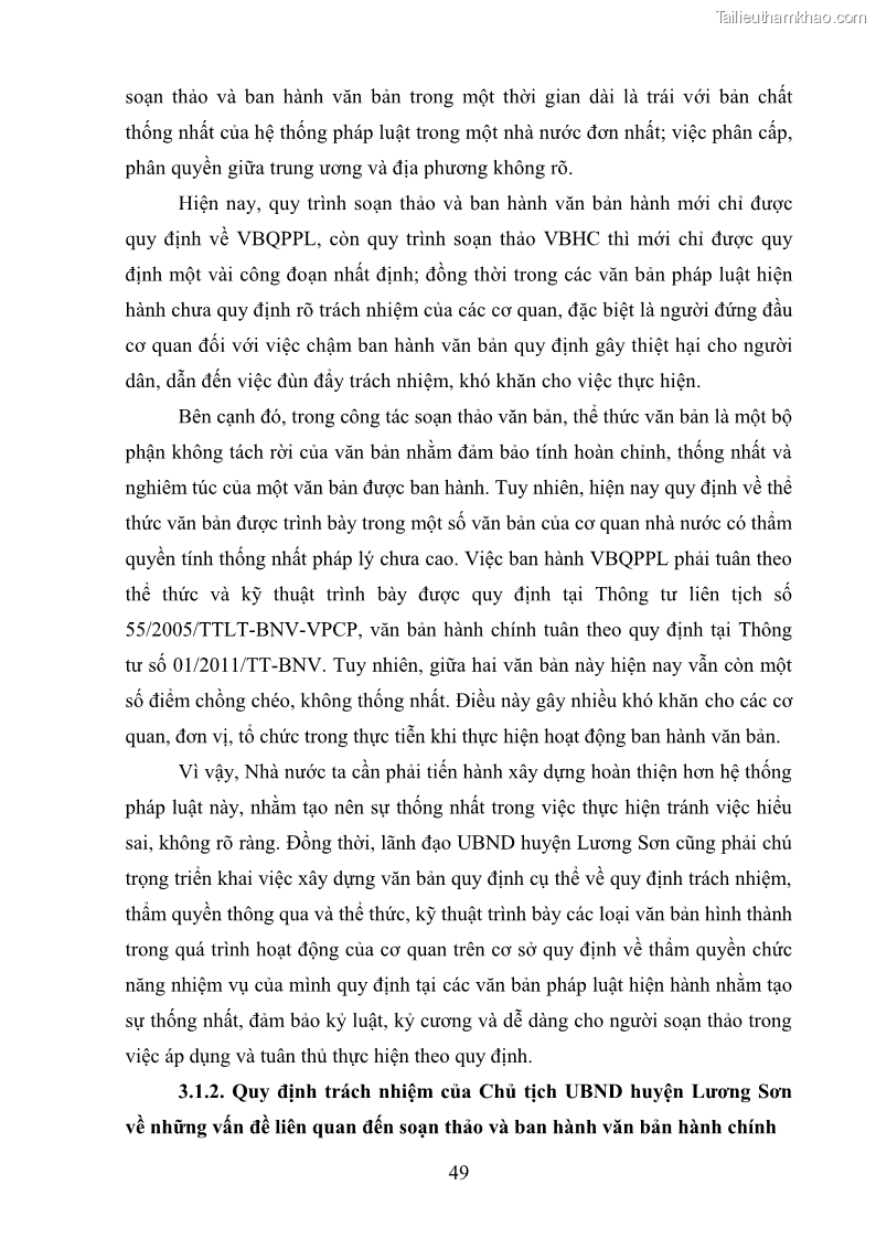 Khóa luận tốt nghiệp Soạn thảo và ban hành văn bản hành chính tại UBND huyện Lương Sơn, tỉnh Hòa Bình - 5 Trang 55