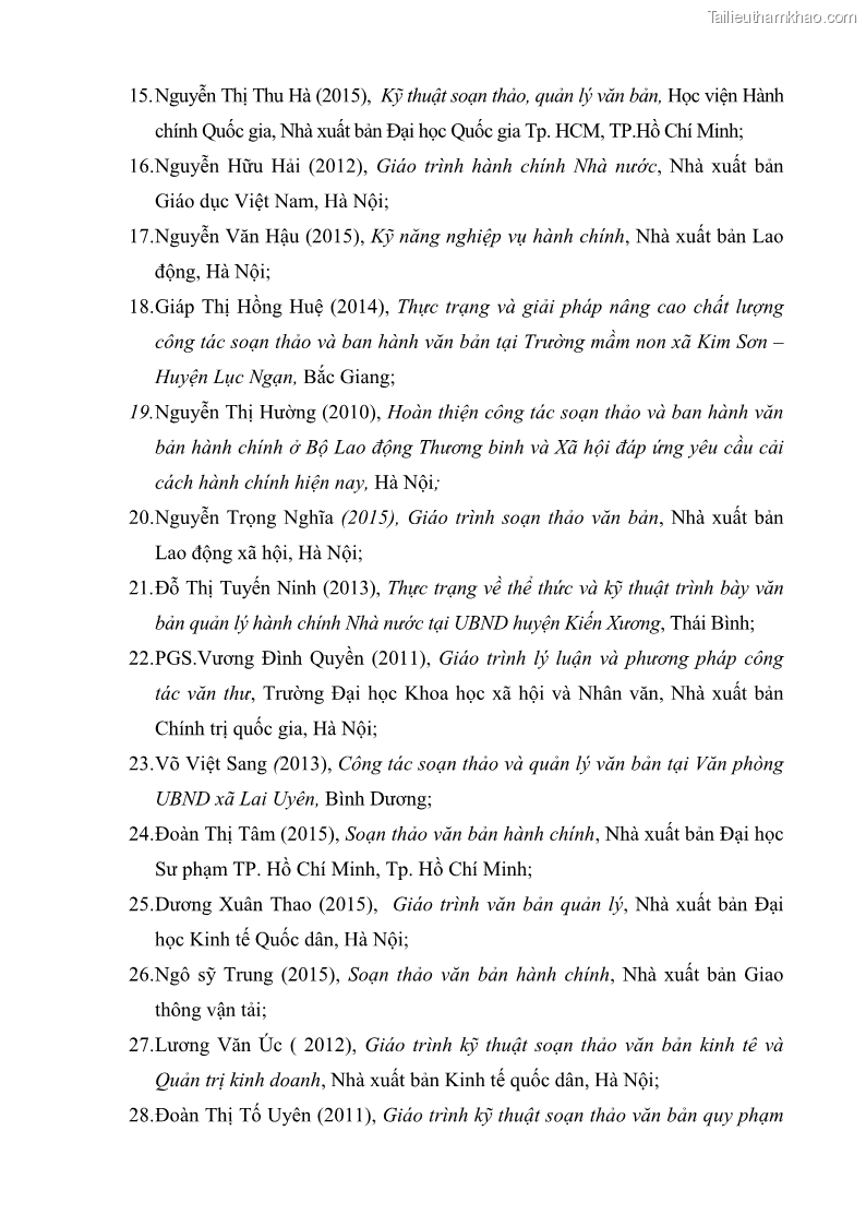 Khóa luận tốt nghiệp Soạn thảo và ban hành văn bản hành chính tại UBND huyện Lương Sơn, tỉnh Hòa Bình - 7 Trang 73