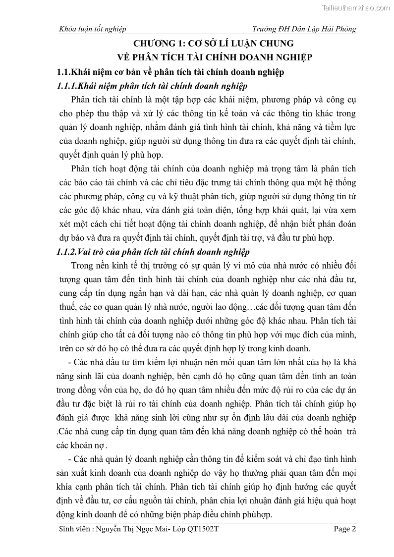 Khóa luận tốt nghiệp tài chính ngân hàng Phân tích tình hình tài chính tại Công ty Thép Đan Việt - 1 Trang 11