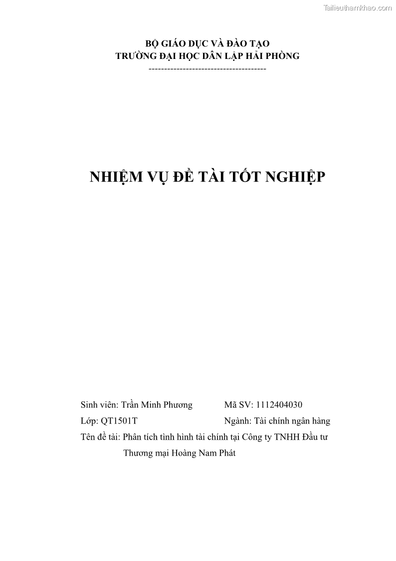 Khóa luận tốt nghiệp tài chính ngân hàng Phân tích tình hình tài chính tại Công ty TNHH Đầu tư Thương mại Hoàng Nam Phát - 1 Trang 3