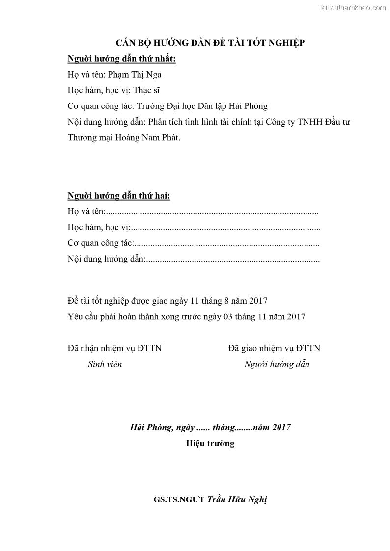 Khóa luận tốt nghiệp tài chính ngân hàng Phân tích tình hình tài chính tại Công ty TNHH Đầu tư Thương mại Hoàng Nam Phát - 1 Trang 5