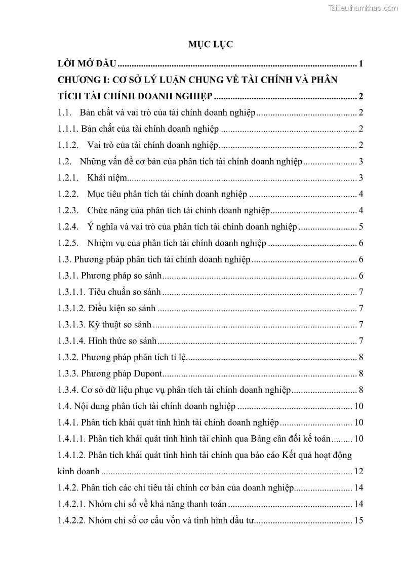 Khóa luận tốt nghiệp tài chính ngân hàng Phân tích tình hình tài chính tại Công ty TNHH Đầu tư Thương mại Hoàng Nam Phát - 1 Trang 7
