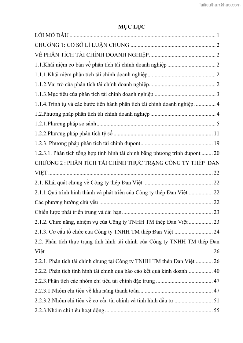 Khóa luận tốt nghiệp tài chính ngân hàng Phân tích tình hình tài chính tại Công ty Thép Đan Việt - 1 Trang 7