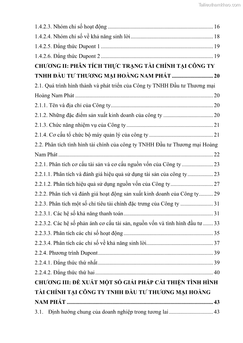 Khóa luận tốt nghiệp tài chính ngân hàng Phân tích tình hình tài chính tại Công ty TNHH Đầu tư Thương mại Hoàng Nam Phát - 1 Trang 8