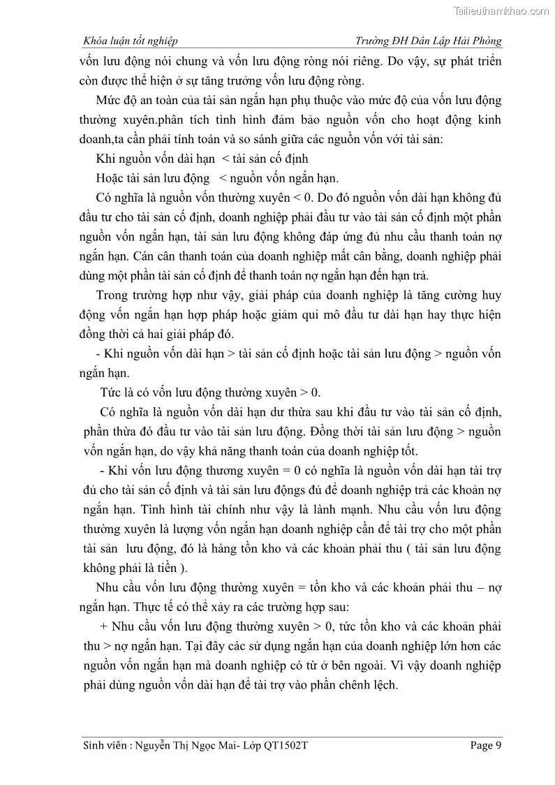 Khóa luận tốt nghiệp tài chính ngân hàng Phân tích tình hình tài chính tại Công ty Thép Đan Việt - 2 Trang 18