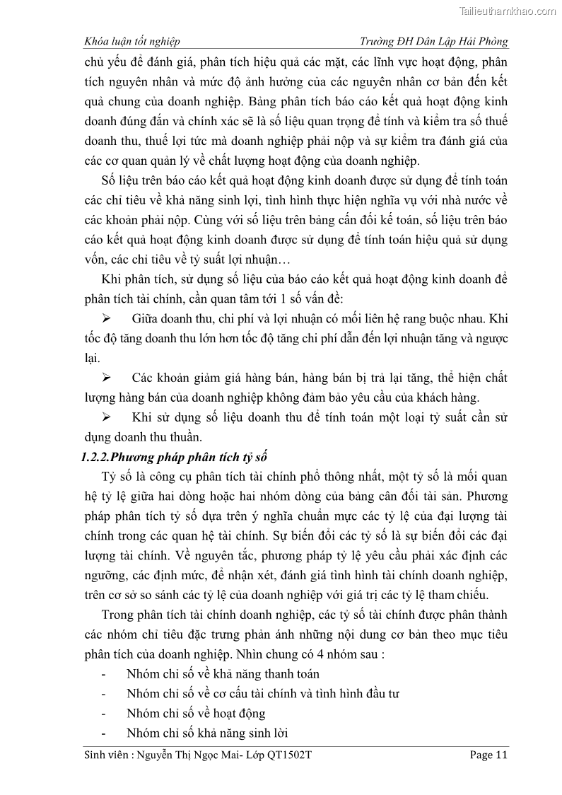 Khóa luận tốt nghiệp tài chính ngân hàng Phân tích tình hình tài chính tại Công ty Thép Đan Việt - 2 Trang 20