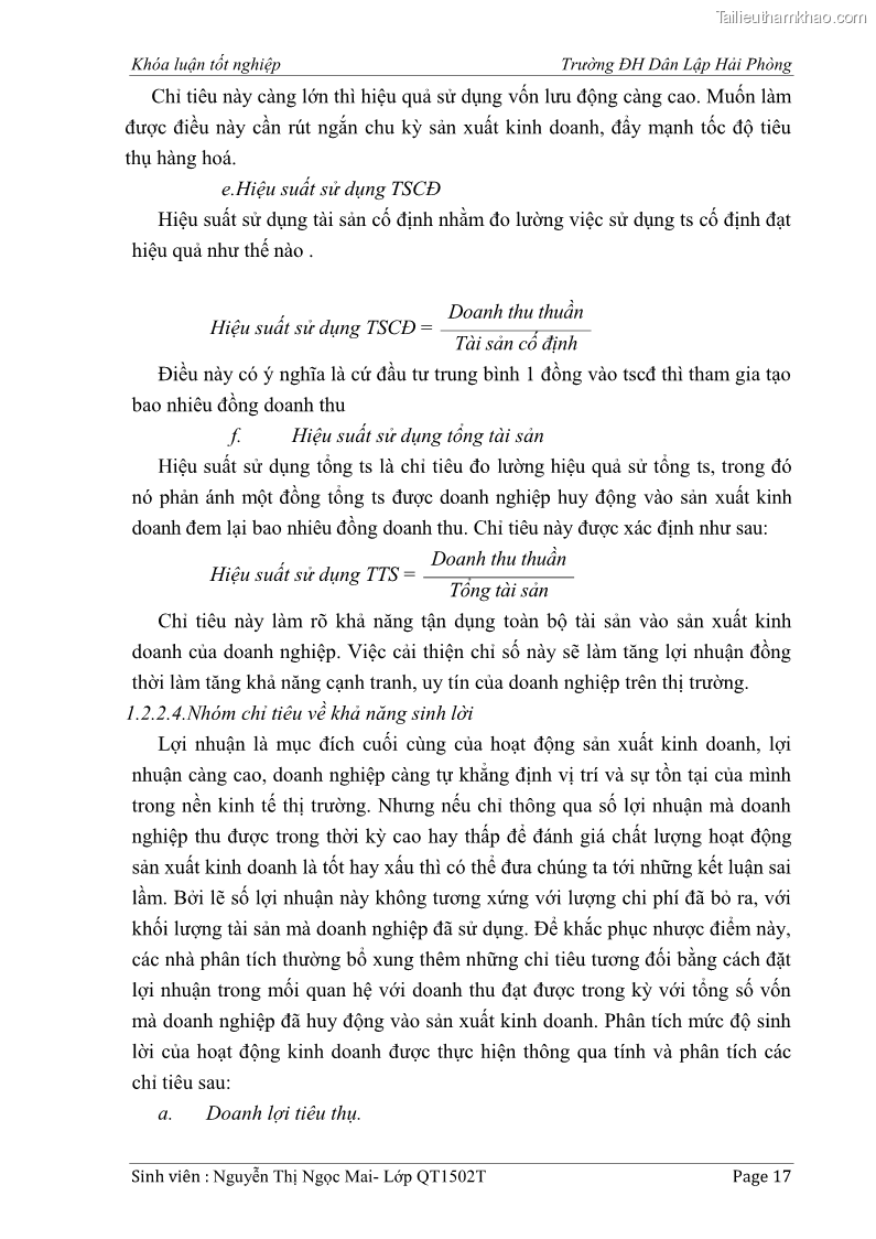 Khóa luận tốt nghiệp tài chính ngân hàng Phân tích tình hình tài chính tại Công ty Thép Đan Việt - 3 Trang 26
