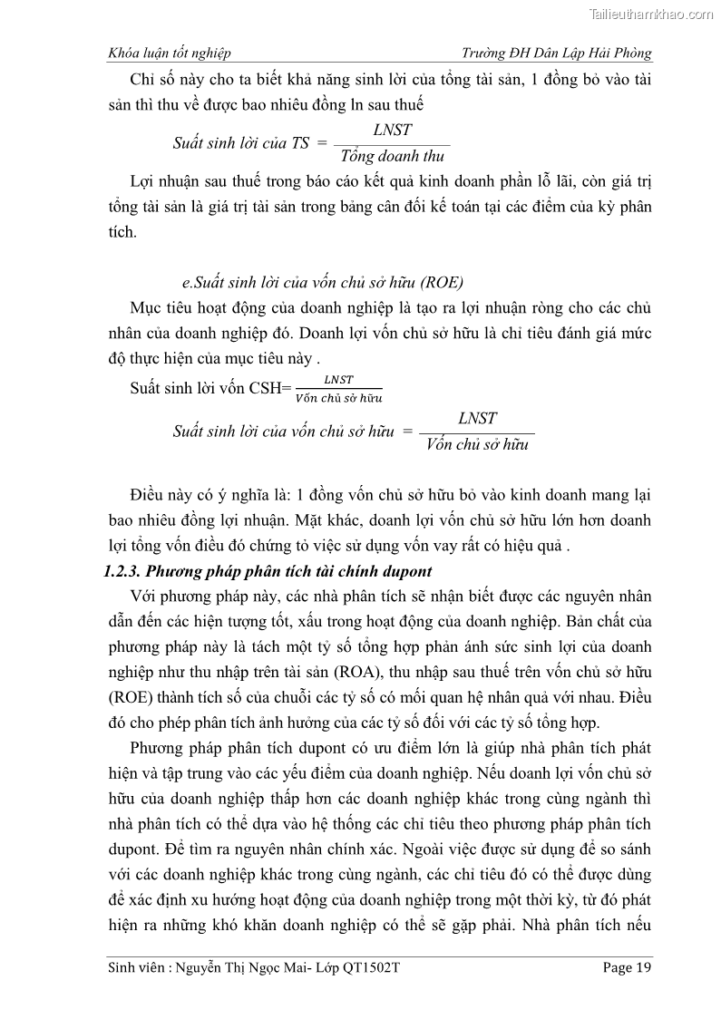 Khóa luận tốt nghiệp tài chính ngân hàng Phân tích tình hình tài chính tại Công ty Thép Đan Việt - 3 Trang 28