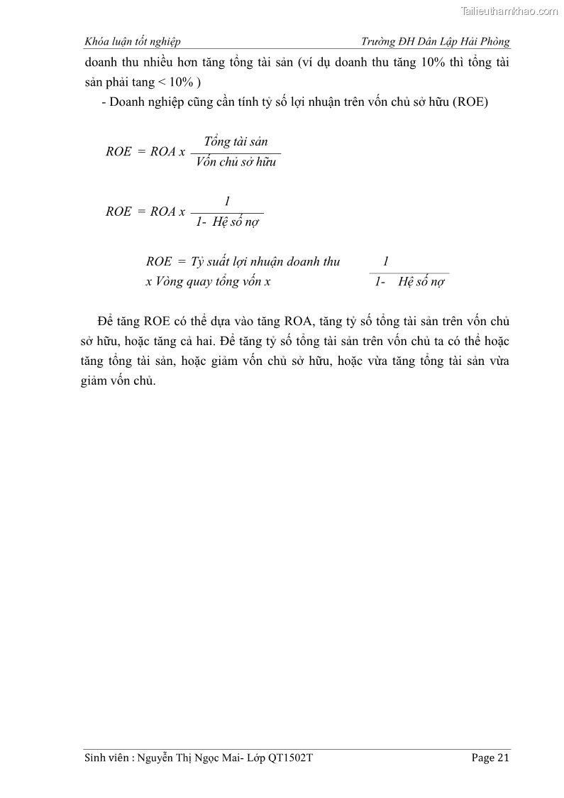 Khóa luận tốt nghiệp tài chính ngân hàng Phân tích tình hình tài chính tại Công ty Thép Đan Việt - 3 Trang 30