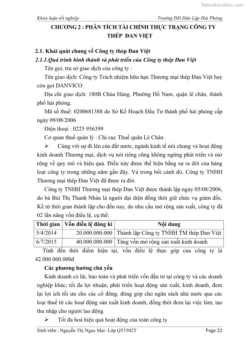 Khóa luận tốt nghiệp tài chính ngân hàng Phân tích tình hình tài chính tại Công ty Thép Đan Việt - 3 Trang 31
