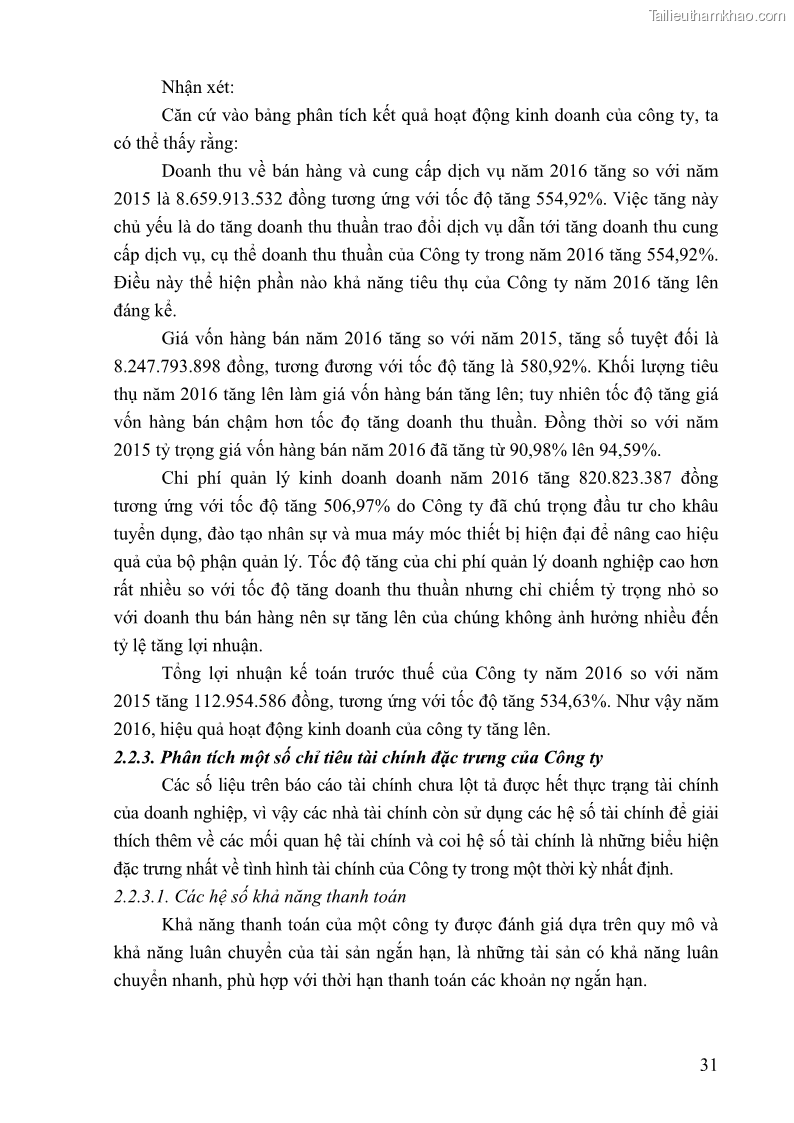 Khóa luận tốt nghiệp tài chính ngân hàng Phân tích tình hình tài chính tại Công ty TNHH Đầu tư Thương mại Hoàng Nam Phát - 4 Trang 41