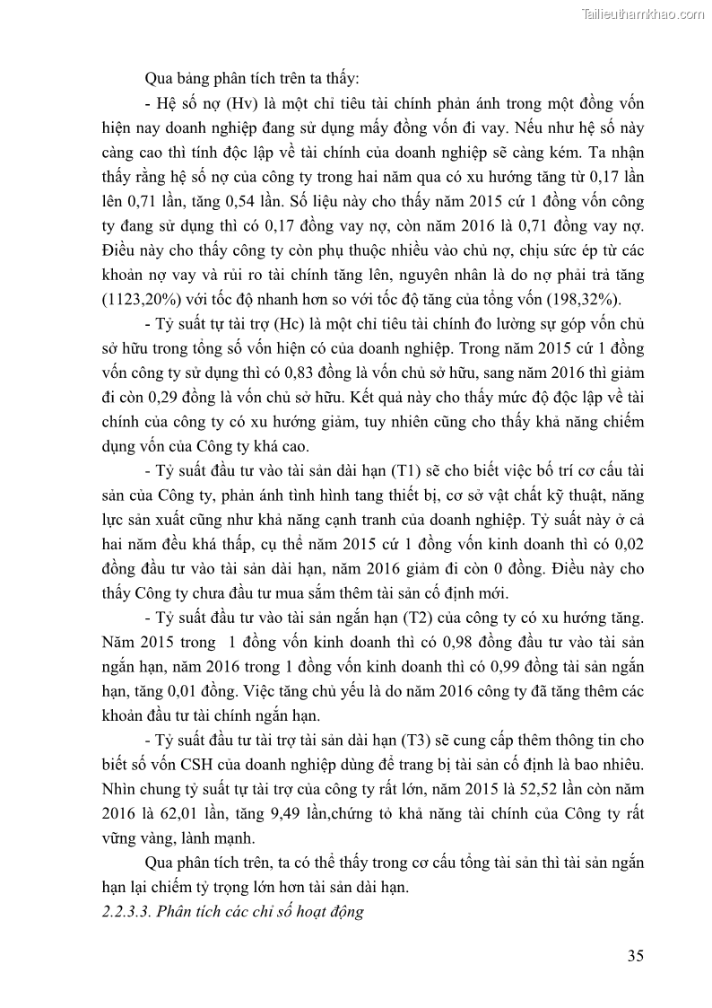 Khóa luận tốt nghiệp tài chính ngân hàng Phân tích tình hình tài chính tại Công ty TNHH Đầu tư Thương mại Hoàng Nam Phát - 4 Trang 45