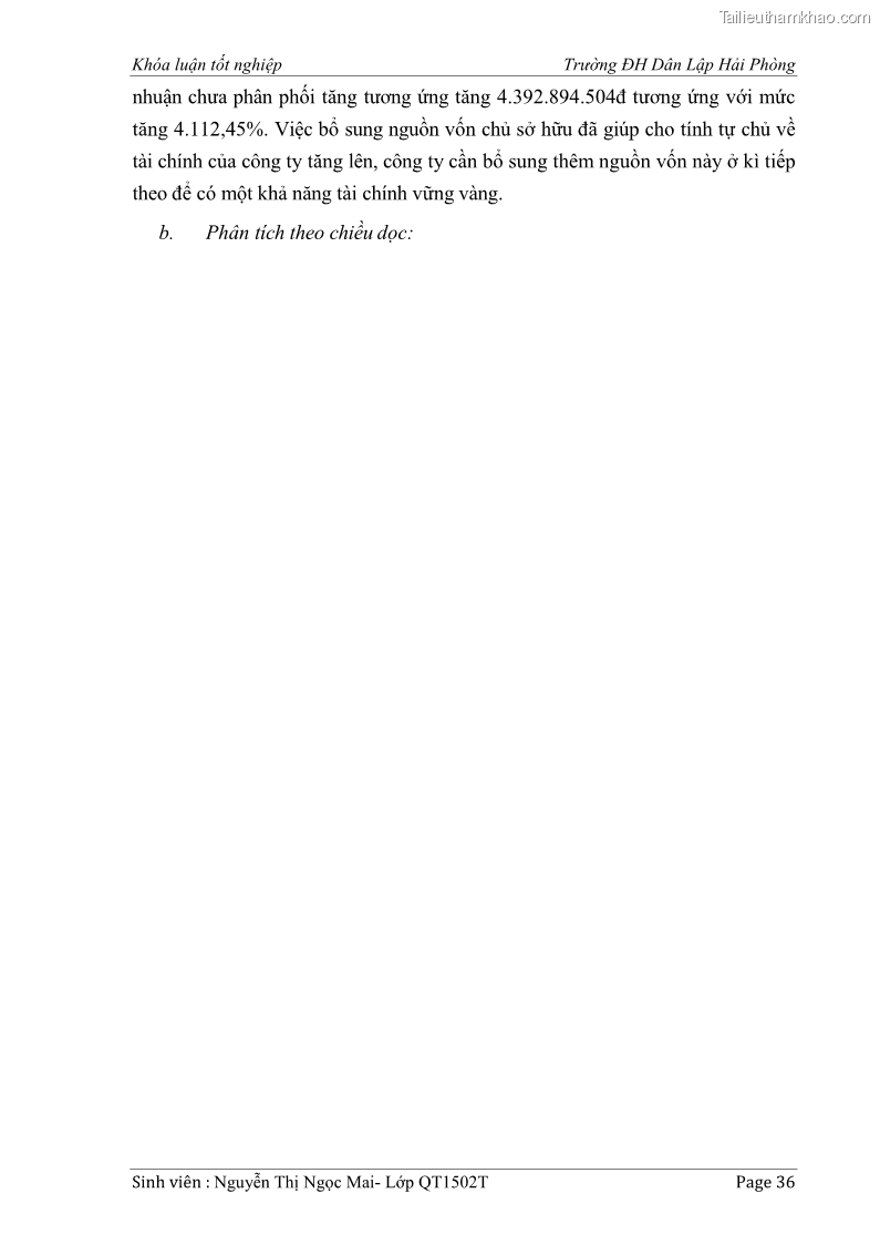 Khóa luận tốt nghiệp tài chính ngân hàng Phân tích tình hình tài chính tại Công ty Thép Đan Việt - 4 Trang 45