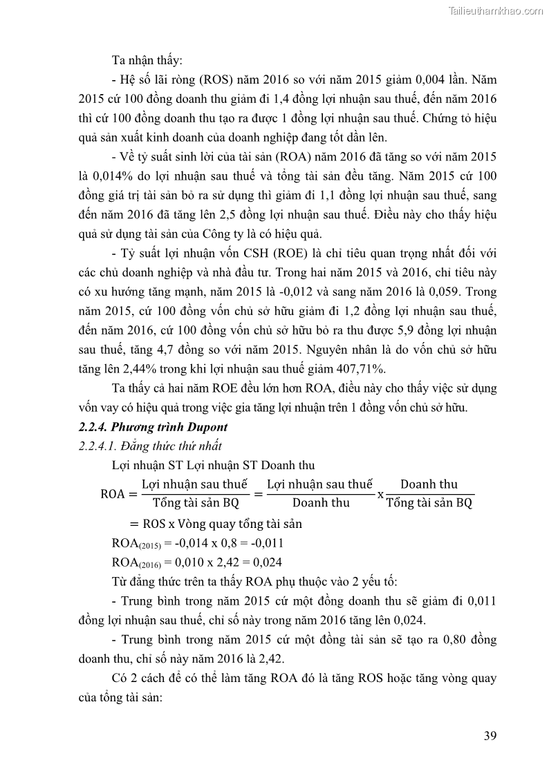 Khóa luận tốt nghiệp tài chính ngân hàng Phân tích tình hình tài chính tại Công ty TNHH Đầu tư Thương mại Hoàng Nam Phát - 5 Trang 49