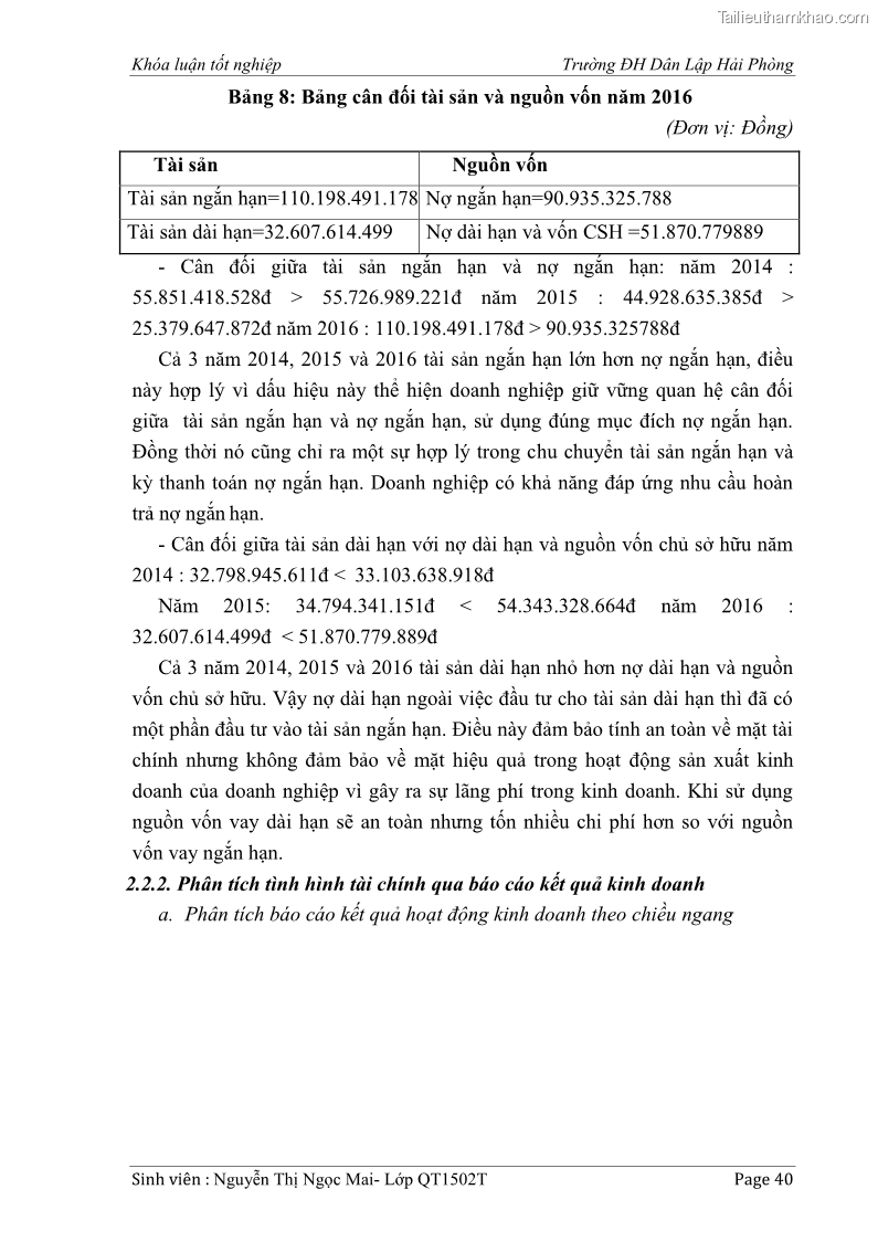 Khóa luận tốt nghiệp tài chính ngân hàng Phân tích tình hình tài chính tại Công ty Thép Đan Việt - 5 Trang 49