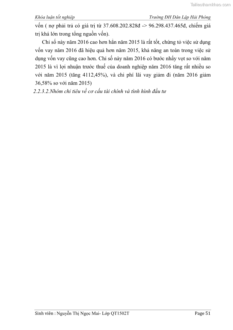 Khóa luận tốt nghiệp tài chính ngân hàng Phân tích tình hình tài chính tại Công ty Thép Đan Việt - 5 Trang 60