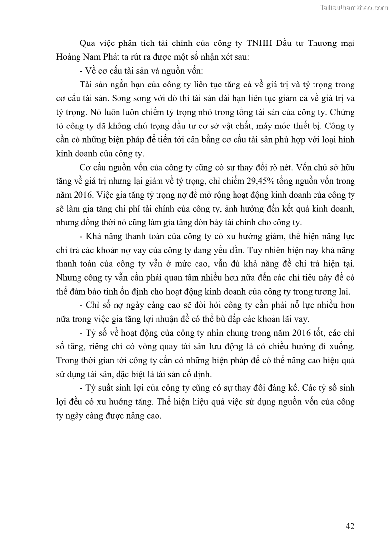 Khóa luận tốt nghiệp tài chính ngân hàng Phân tích tình hình tài chính tại Công ty TNHH Đầu tư Thương mại Hoàng Nam Phát - 5 Trang 52