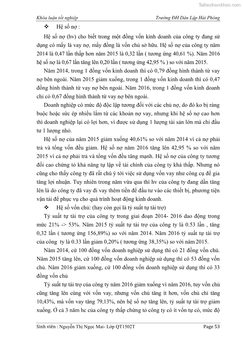 Khóa luận tốt nghiệp tài chính ngân hàng Phân tích tình hình tài chính tại Công ty Thép Đan Việt - 6 Trang 62