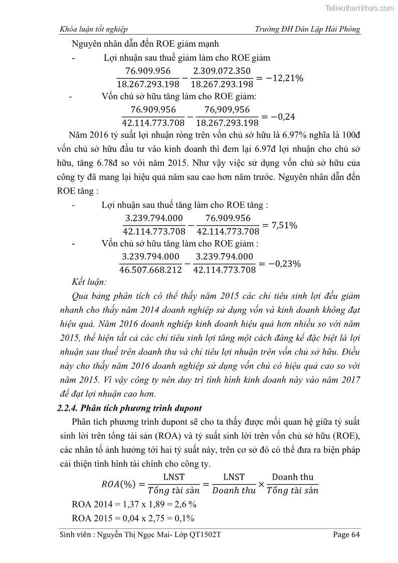 Khóa luận tốt nghiệp tài chính ngân hàng Phân tích tình hình tài chính tại Công ty Thép Đan Việt - 7 Trang 73