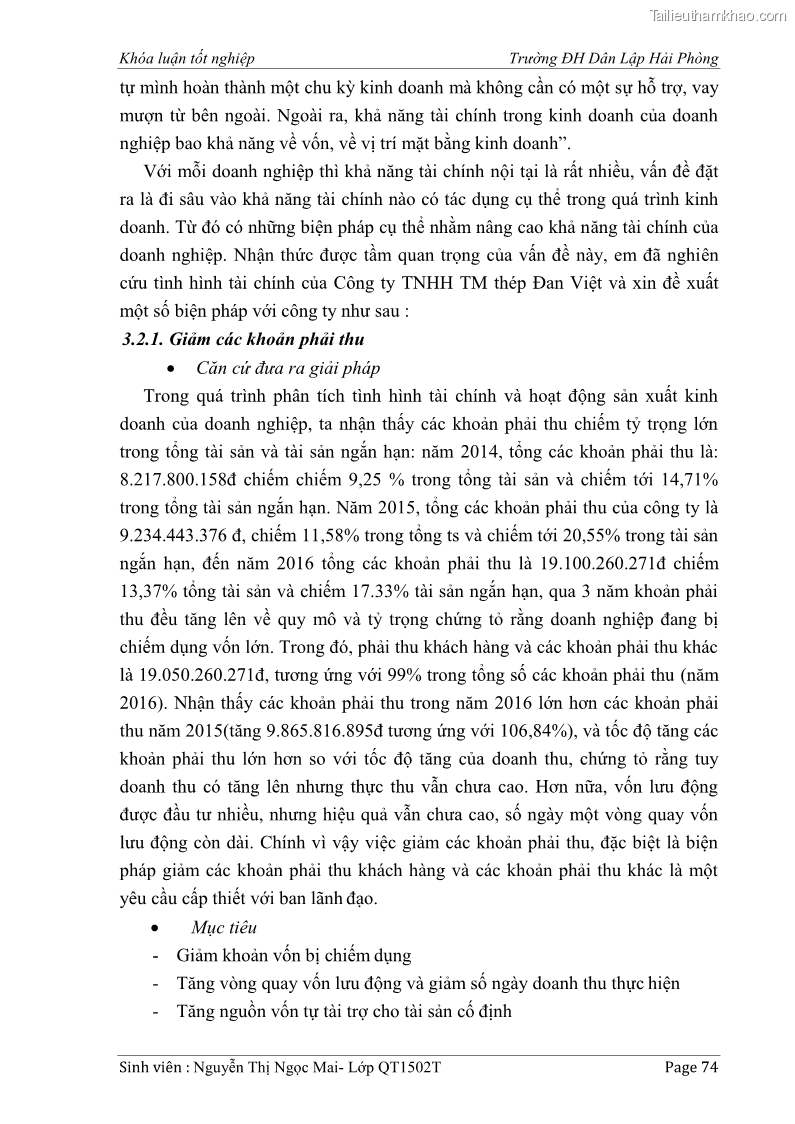 Khóa luận tốt nghiệp tài chính ngân hàng Phân tích tình hình tài chính tại Công ty Thép Đan Việt - 7 Trang 83