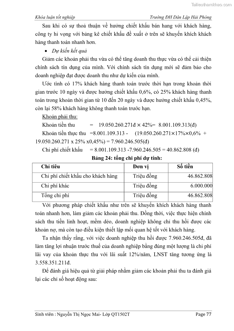 Khóa luận tốt nghiệp tài chính ngân hàng Phân tích tình hình tài chính tại Công ty Thép Đan Việt - 8 Trang 86