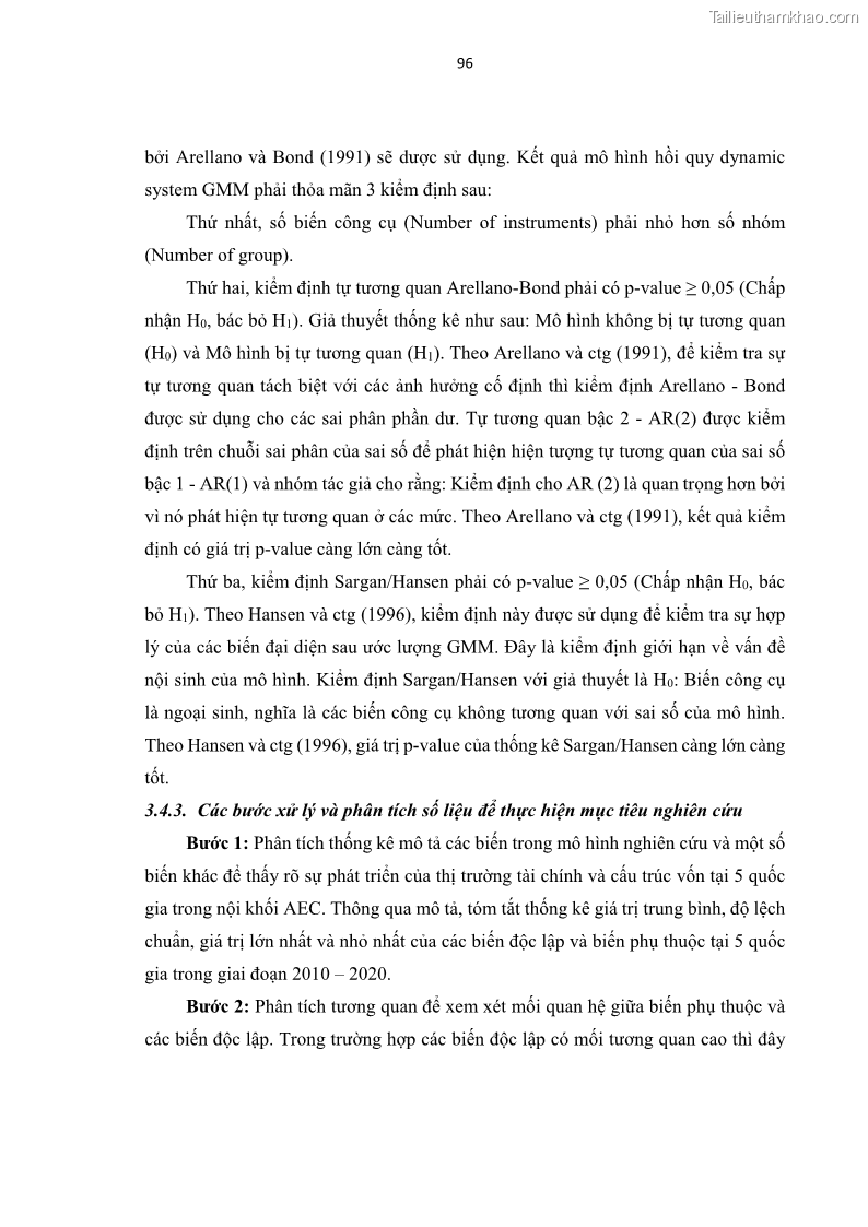 Luận án tiến sĩ tài chính ngân hàng Tác động của sự phát triển thị trường tài chính đến cấu trúc vốn doanh nghiệp niêm yết trong Cộng đồng Kinh tế ASEAN - 10 Trang 109