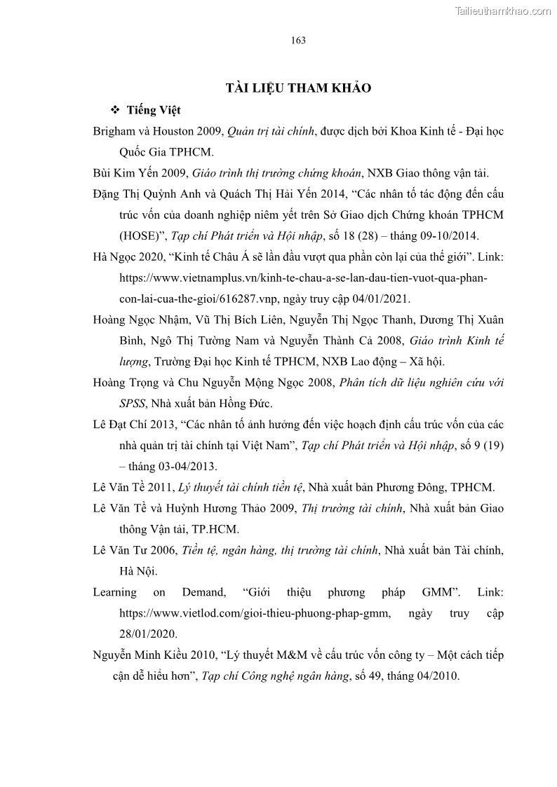 Luận án tiến sĩ tài chính ngân hàng Tác động của sự phát triển thị trường tài chính đến cấu trúc vốn doanh nghiệp niêm yết trong Cộng đồng Kinh tế ASEAN - 15 Trang 176