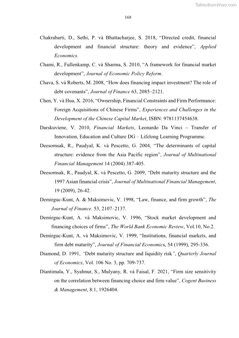 Luận án tiến sĩ tài chính ngân hàng Tác động của sự phát triển thị trường tài chính đến cấu trúc vốn doanh nghiệp niêm yết trong Cộng đồng Kinh tế ASEAN - 16 Trang 181