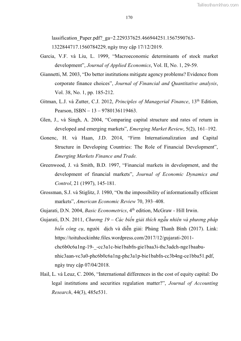 Luận án tiến sĩ tài chính ngân hàng Tác động của sự phát triển thị trường tài chính đến cấu trúc vốn doanh nghiệp niêm yết trong Cộng đồng Kinh tế ASEAN - 16 Trang 183