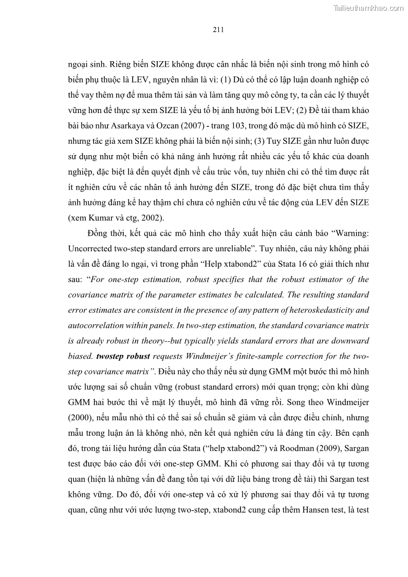 Luận án tiến sĩ tài chính ngân hàng Tác động của sự phát triển thị trường tài chính đến cấu trúc vốn doanh nghiệp niêm yết trong Cộng đồng Kinh tế ASEAN - 19 Trang 224