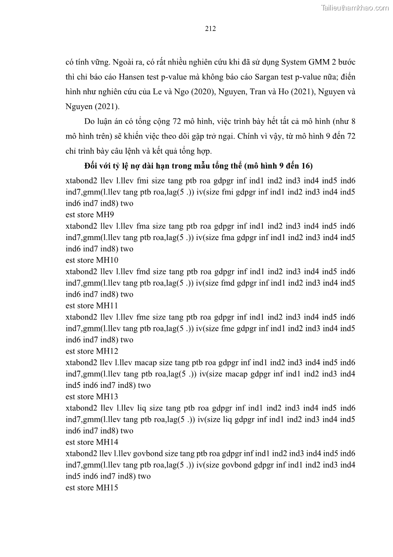 Luận án tiến sĩ tài chính ngân hàng Tác động của sự phát triển thị trường tài chính đến cấu trúc vốn doanh nghiệp niêm yết trong Cộng đồng Kinh tế ASEAN - 19 Trang 225