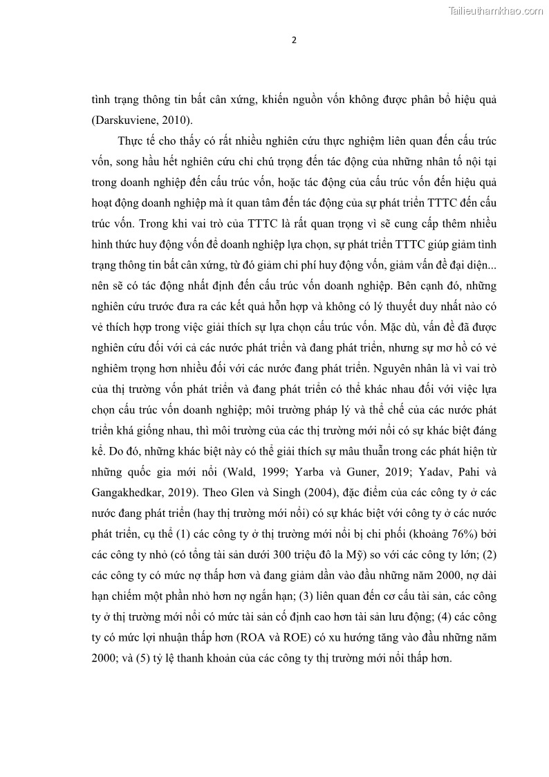 Luận án tiến sĩ tài chính ngân hàng Tác động của sự phát triển thị trường tài chính đến cấu trúc vốn doanh nghiệp niêm yết trong Cộng đồng Kinh tế ASEAN - 2 Trang 15