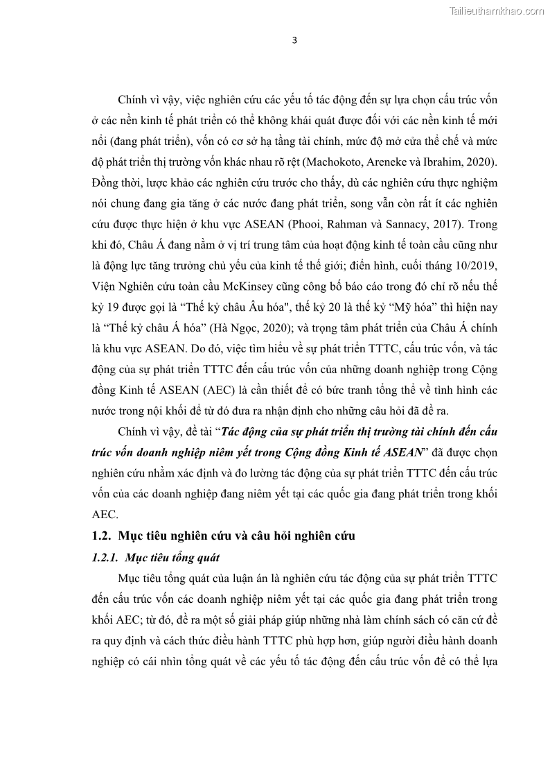 Luận án tiến sĩ tài chính ngân hàng Tác động của sự phát triển thị trường tài chính đến cấu trúc vốn doanh nghiệp niêm yết trong Cộng đồng Kinh tế ASEAN - 2 Trang 16