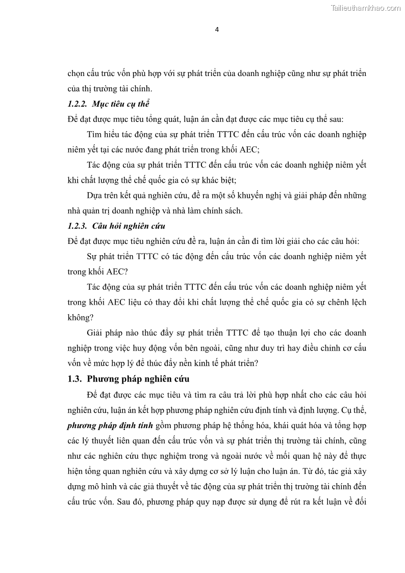 Luận án tiến sĩ tài chính ngân hàng Tác động của sự phát triển thị trường tài chính đến cấu trúc vốn doanh nghiệp niêm yết trong Cộng đồng Kinh tế ASEAN - 2 Trang 17